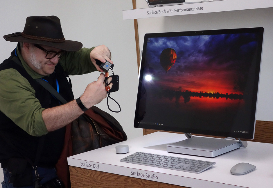 A man gets a look at the new Microsoft Surface Studio introduced at a Microsoft news conference in New York. PHOTO: REUTERS