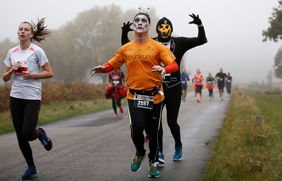 Participants take part in a Trick or Treat halloween fun run in Richmond Park, London, Britain. PHOTO: REUTERS
