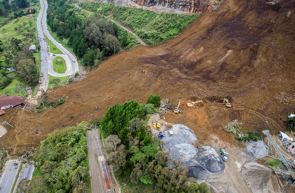 General view of a landslide that affected the Medellin-Bogota highway in Colombia. PHOTO: REUTERS