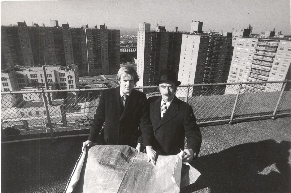 Donald Trump and his father, Fred, in 1973 at Trump Village, Fred's last project, in Brooklyn. Donald was an apprentice to his father at the time.