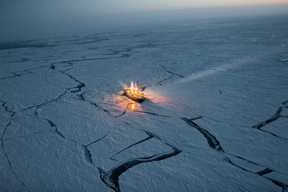 To track changes in sea ice, the Norwegian research vessel Lance drifted along with it for five months in 2015, on a rare voyage from Arctic winter into spring. PHOTO: NICK COBBING/NATIONAL GEOGRAPHIC