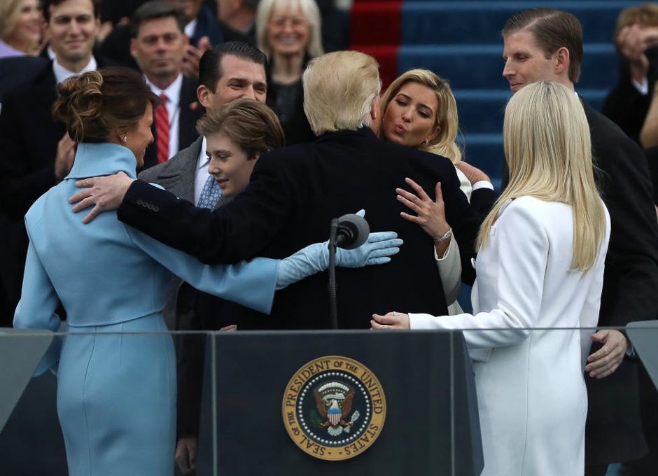 Trump acknowledges his familyafter the speech. PHOTO: REUTERS
