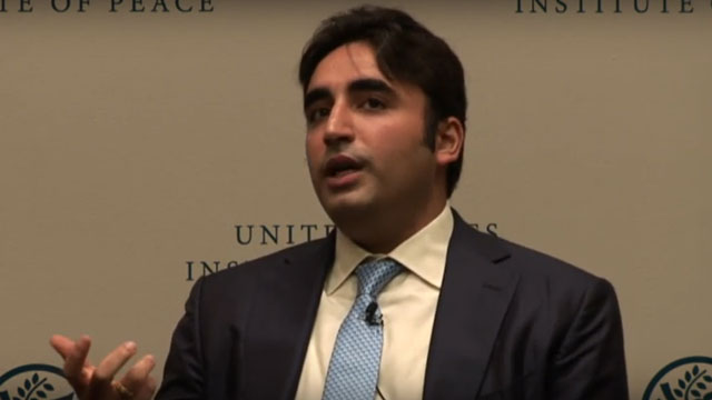 pakistan peoples party chairman bilawal bhutto zardari in a conversation with us institute of peace in washington on monday january 30 2017 screengrab