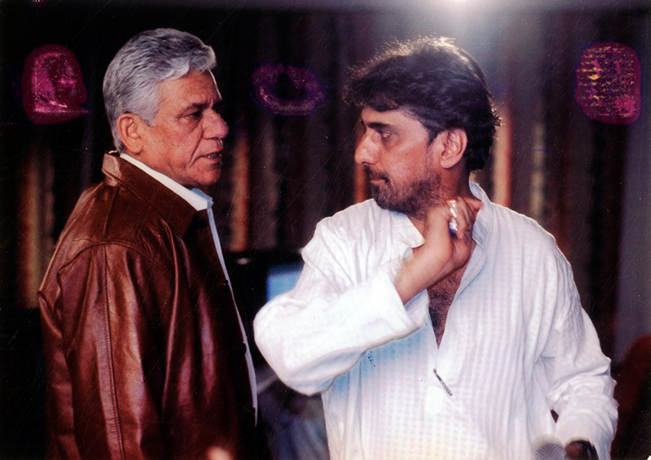 Film star Om Puri and Director Pradeep Maini on the set of MISS INDIA - the Mystery. Express archive photo
