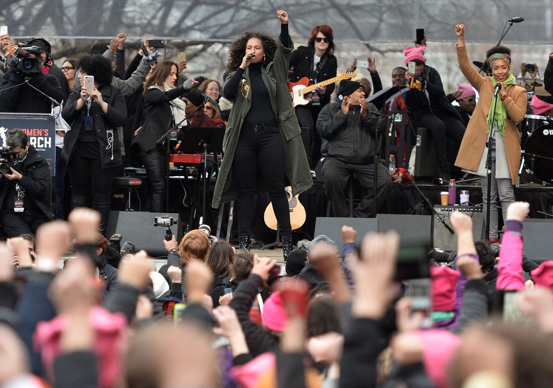 Alicia Keys performs on the National Mall in Washington DC. PHOTO: AFP