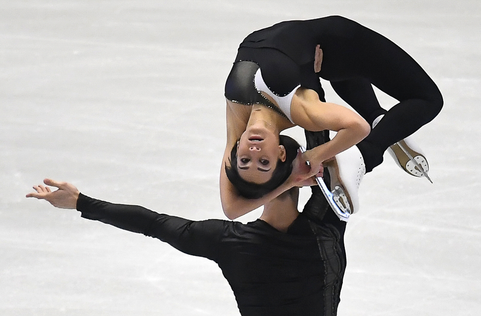 Russia's Ksenia Stolbova and Fedor Klimov compete during the pairâs free skating competition of the European Figure Skating Championship in Ostrava, Czech Republic. PHOTO: AFP