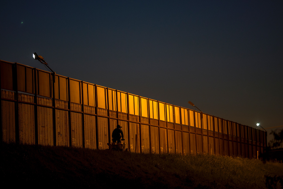 A border patrol agent drives along the US Mexico border crossing in San Ysidro, California. PHOTO: AFP