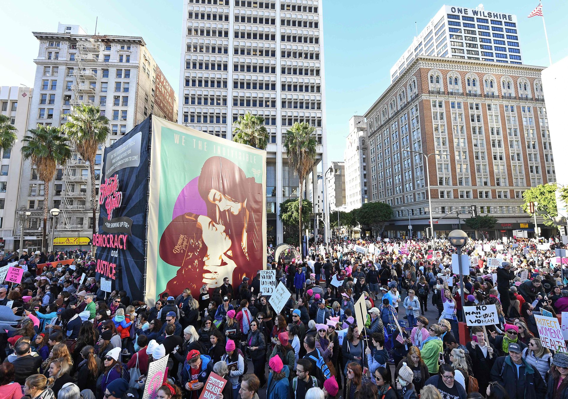 Protesters in Los Angeles. PHOTO: AFP