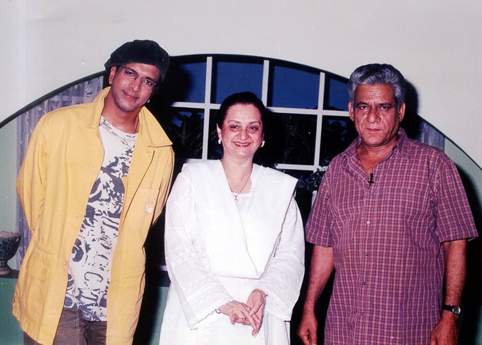 Actor Javed Jaffrey, Saira Bano and Om Puri. Express archive photo
