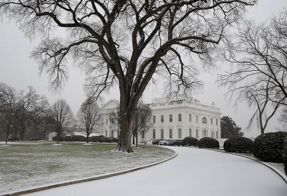 The White House driveway is covered in snow in Washington, US. PHOTO: REUTERS