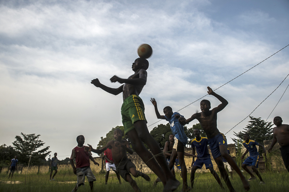 Gabonese boys play a football match in Franceville as the Africa Cup of Nations tournament takes place in Gabon. PHOTO: AFP