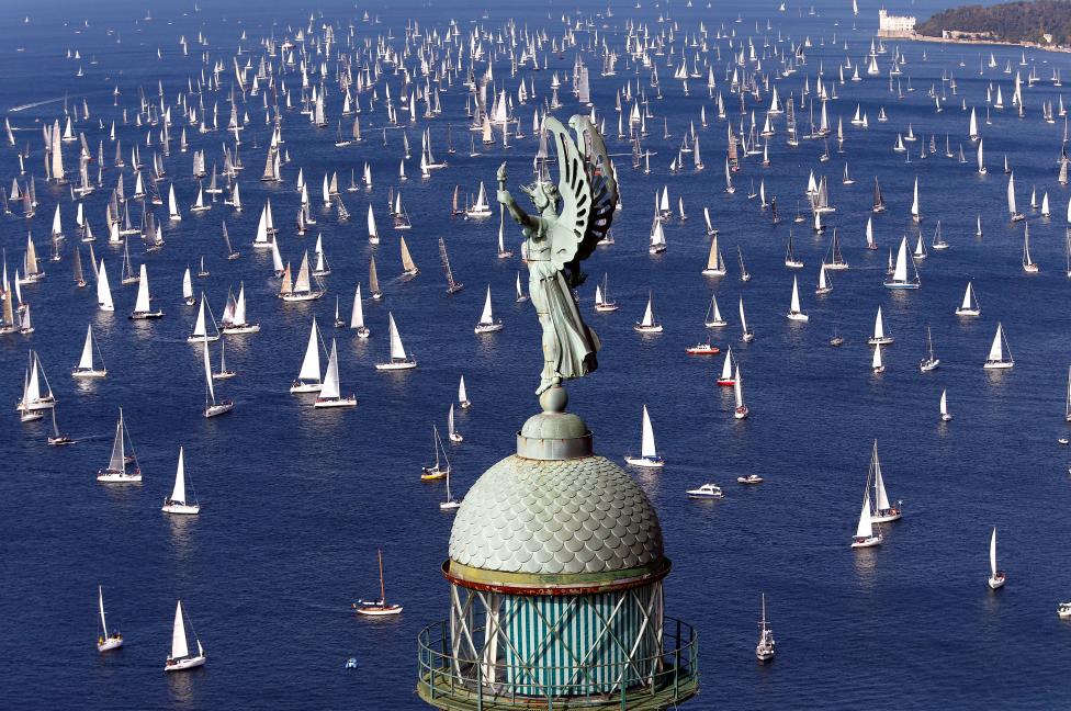 ITALY: Sailing boats gather at the start of the Barcolana regatta in front of Trieste harbour, Italy, October 9, 2016. REUTERS/Stefano Rellandini
