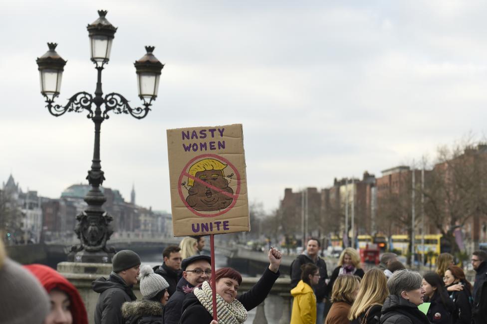 Protesters take part in the Women's March on Dublin, Ireland. REUTERS/Clodagh Kilcoyne