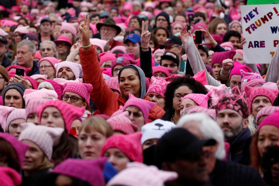 People gather for the Women's March in Washington. REUTERS/Shannon Stapleton