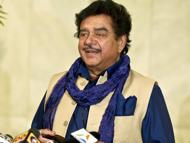 Veteran actor and now a BJP MP, Shatrughan Sinha addresses the media after meeting Pakistani Prime Minister. PHOTO: AFP