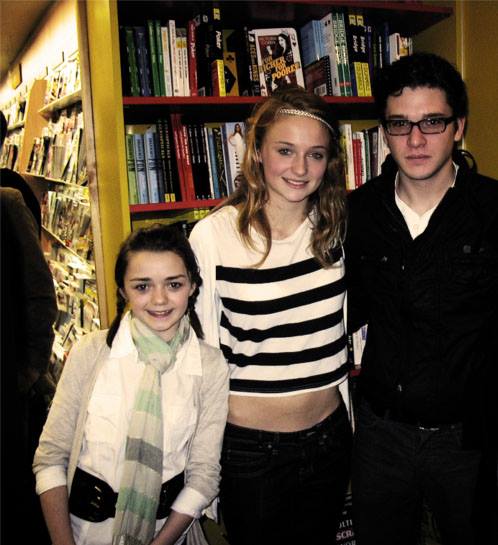 #DAY11: Game of Innocents: This photo of Game of Thrones stars Maisie Williams (Arya Stark), Sophie Turner (Sansa Stark) and Kit Harington (Jon Snow) takes us back to the days when they looked so fresh faced and innocent. Even though they are now in dangerous parts of George R R Martinâs imaginary world, this throwback picture uploaded by Maisie on her Facebook page makes us love this happy version of them even more.