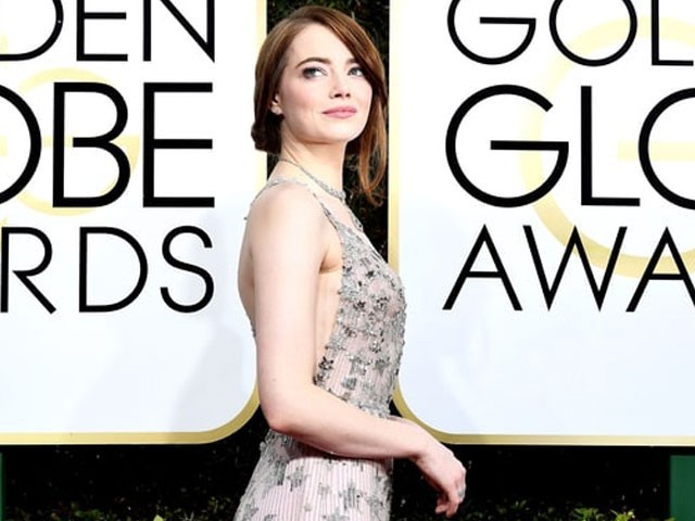 La La Land actor Emma Stone was a vision in a Valentino gown at Golden Globes. PHOTO: DAILY MAIL
