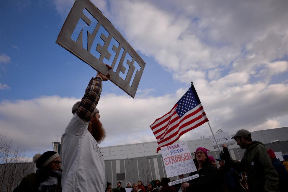 demonstrators yell slogans during anti donald trump travel ban protests outside philadelphia international airport in philadelphia reuters charles mostoller