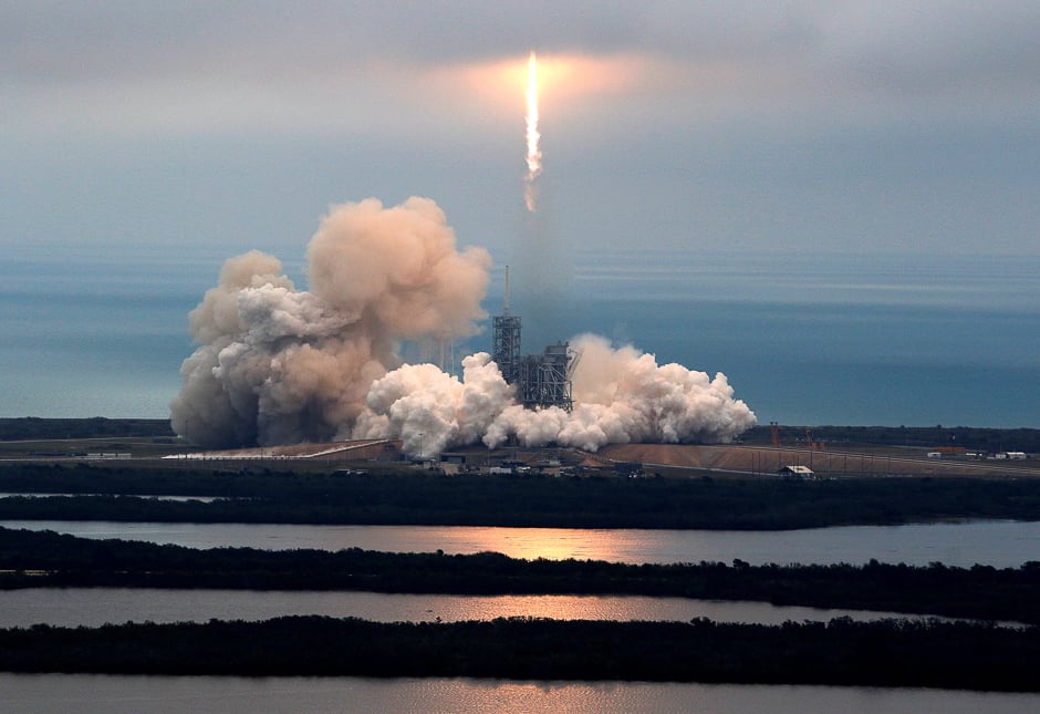 A SpaceX Falcon 9 rocket lifts off on a supply mission to the International Space Station from historic launch pad 39A at the Kennedy Space Centre in Cape Canaveral, Florida, US. PHOTO: REUTERS