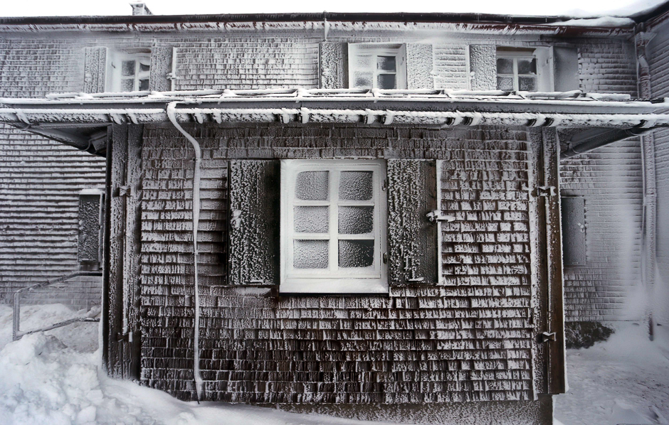 The Edmund-Probst-Haus accomodation of the German Alpine Association is covered with frost and snow on the Nebelhorn Mountain near Oberstdorf, southern Germany. PHOTO: AFP