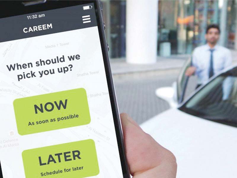 Careem, Uber and other such cab services were recently served notices by a authorities in Punjab and Sindh provinces to postpone their ‘illegal’ operations for wish of imperative registration. PHOTO: FILE