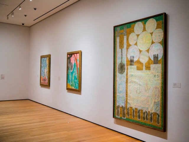 Pieces by Iranian, Iraqi and Sudanese artists have been put on display at the Museum of Modern Art. PHOTO: New York Times