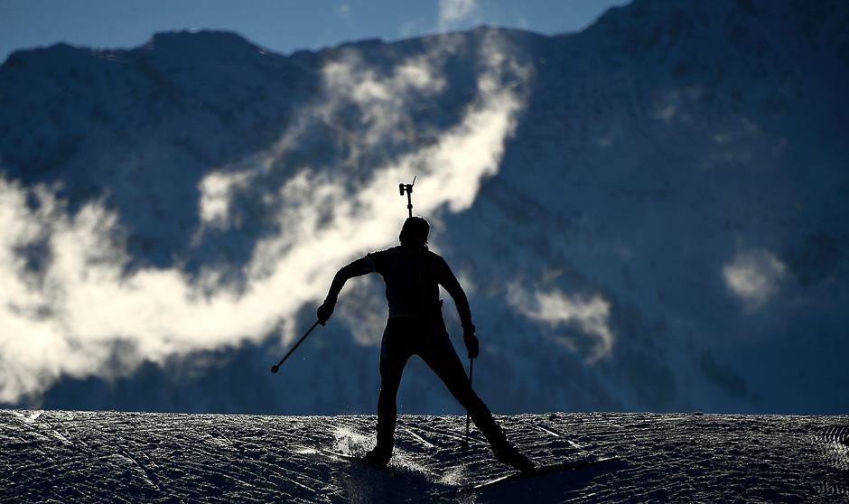 A competitor skies during the Women's 7,5 km Sprint race during the 2017 IBU Biathlon World Championships in Hochfilzen. PHOTO: AFP
