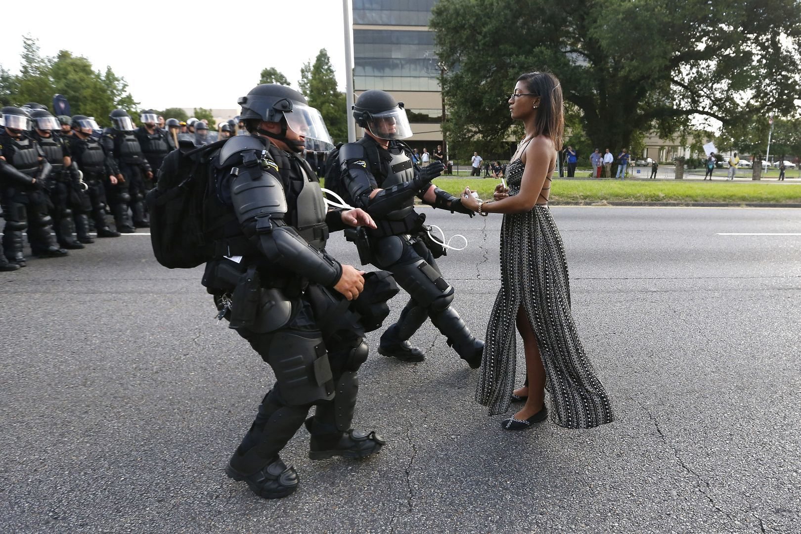 Contemporary issuesâ singles, first prize Leshia Evans stands her ground while offering her hands for arrest during a protest against police brutality in Louisiana, US Photograph: Jonathan Bachman/Reuters