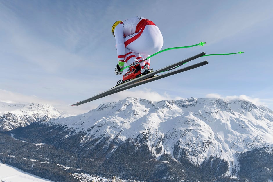 Austria's Max Franz competes in the men's downhill race at the 2017 FIS Alpine World Ski Championships in St Moritz. PHOTO: AFP