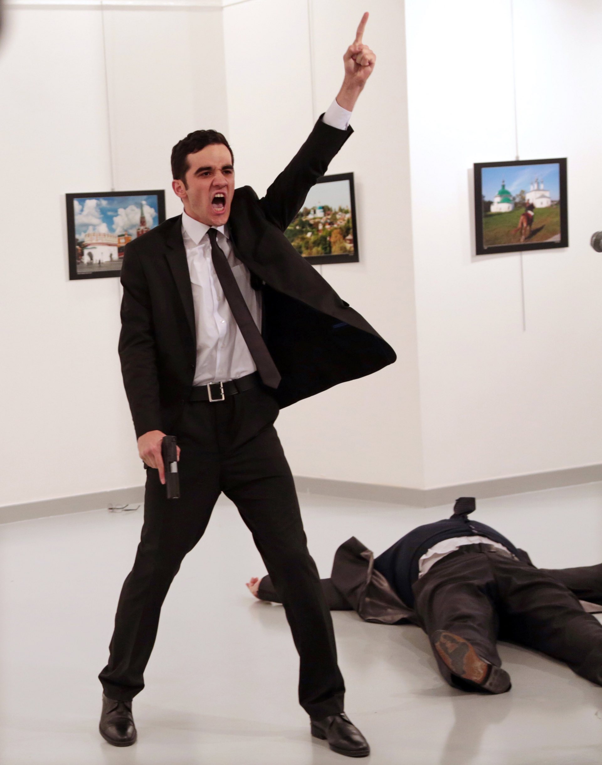 Spot news â stories, first prize MevlÃ¼t Mert AltintaÅ shouts after shooting Andrei Karlov, the Russian ambassador to Turkey, at an art gallery in Ankara. PHOTO: Burhan Ozbilic