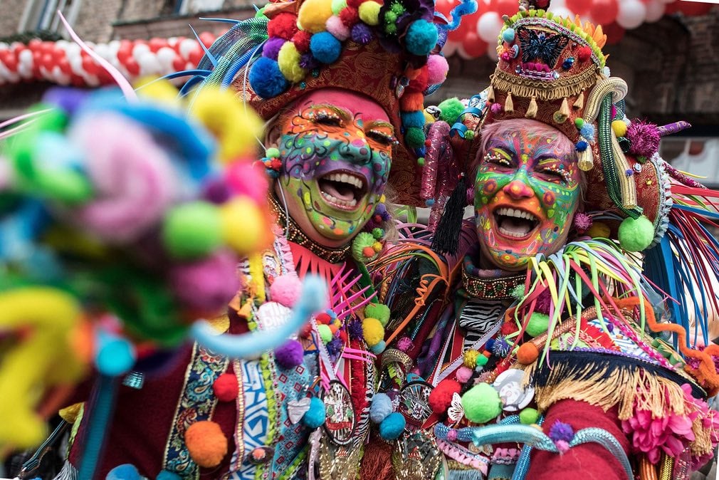 Costumed revellers celebrate during a carnival, DÃ¼sseldorf, Germany. PHOTO: AFP