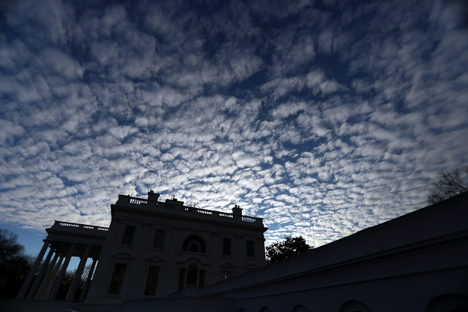 The sunrise is seen over the White House in Washington, US. PHOTO: REUTERS