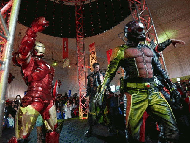 AFP / FAYEZ NURELDINEPeople dressed up as members of Marvel's Avengers perform on stage during Saudi Arabia's first ever Comic-Con event in the coastal city of Jeddah on February 16, 2017