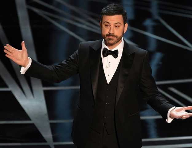 AFP / Mark RALSTONHost Jimmy Kimmel wasted no time putting the A-list audience in a political state of mind