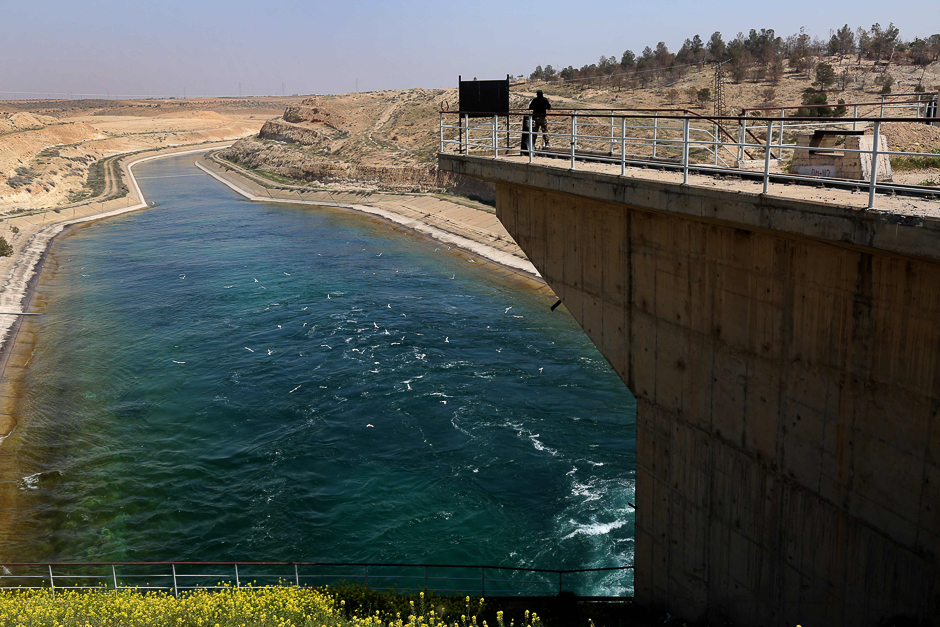 The Tabqa dam which has been recently partially recaptured by US-backed Syrian Democratic Forces (SDF) as part of their battle for the Islamic State group's stronghold in nearby Raqa. PHOTO: AFP