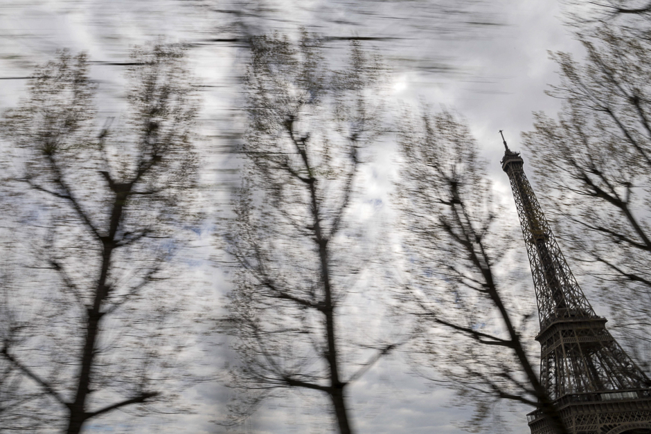 The Eiffel Tower in Paris, taken from the back of a motorcycle. PHOTO: AFP