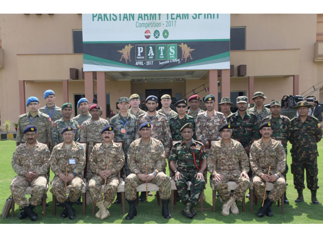 army chief general qamar bajwa with foreign delegates participating in pakistan army team spirit competition at mangla on friday photo ispr