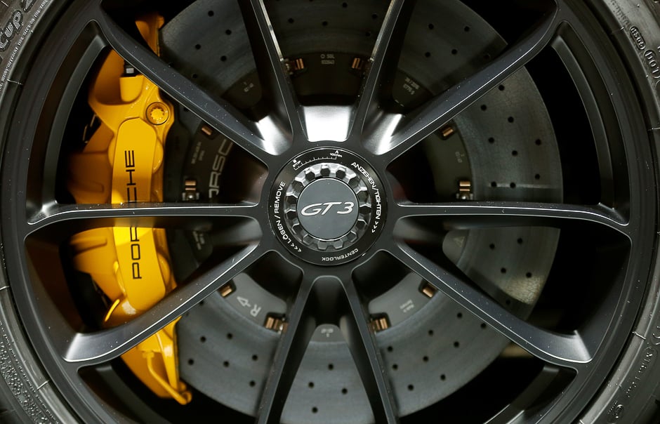 The wheel hub of a Porsche 911 GT3. PHOTO: REUTERS