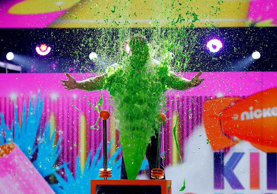 Show host John Cena gets slimed during the 2017 Kids' Choice Awards Show, Los Angeles, California, US: PHOTO: REUTERS 