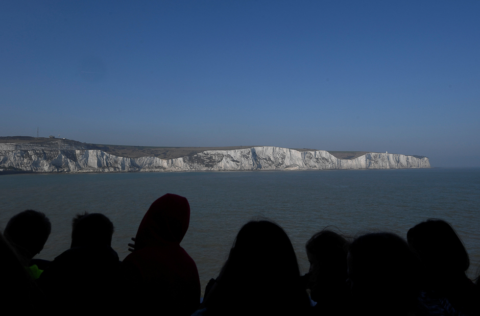 Passengers view the white cliffs of Dover from a cross-channel ferry between Dover in Britain and Calais in France. PHOTO: REUTERS