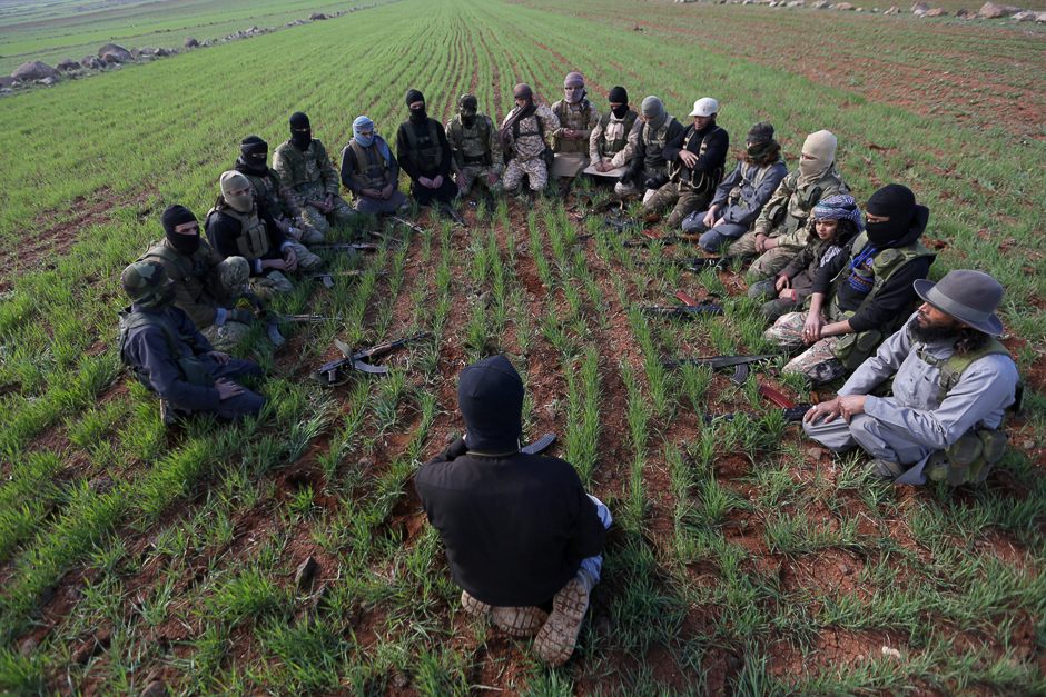 Fighters from the Ahrar al-Sharqiya rebel group attend training near the northern Syrian town of al-Rai, Syria. PHOTO: REUTERS