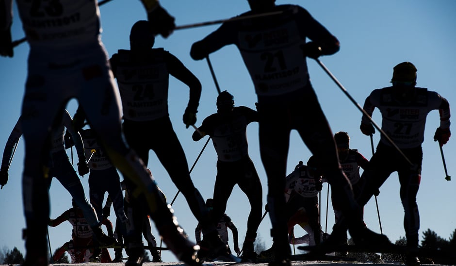 Athletes compete at the men 50 km Mass Start Free event of the 2017 FIS Nordic World Ski Championships in Lahti, Finland. PHOTO: AFP