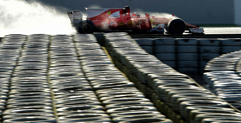 Ferrari's Finnish driver Kimi Raikkonen drives at the Circuit de Catalunya in Montmelo, on the outskirts of Barcelona during the fourth day of the first week of tests for the Formula One Grand Prix season. PHOTO: AFP