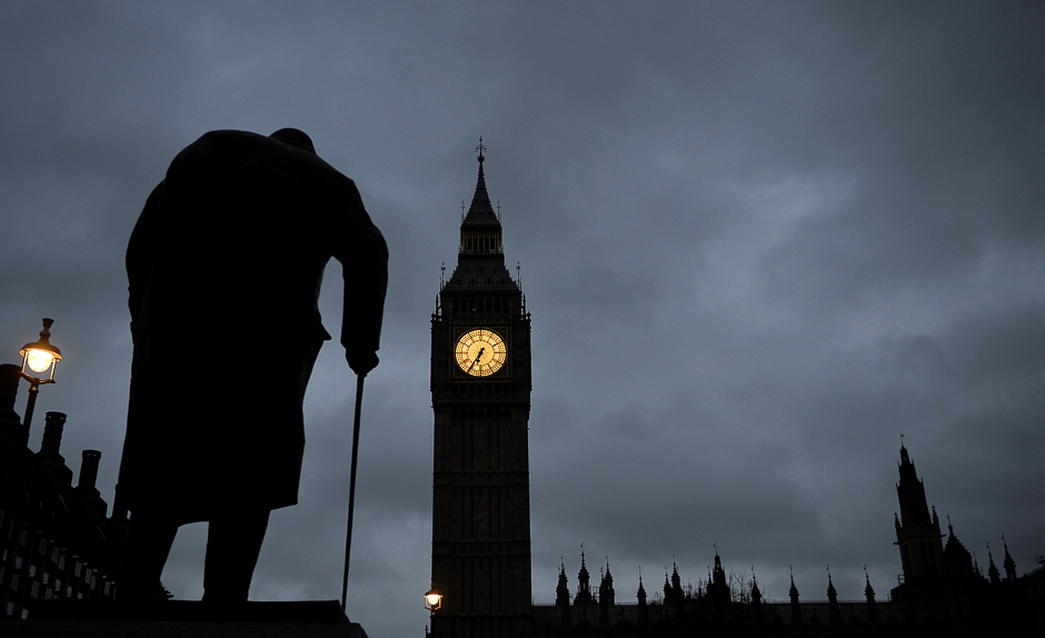 A statue of Winston Churchill is seen in front of Big Ben and the Houses of Parliament in London, Britain. PHOTO: REUTERS