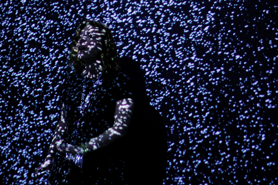 An attendee experiences the Infinity Room installation at the South by Southwest (SXSW) Music Film Interactive Festival 2017 in Austin, Texas, US. PHOTO: AFP