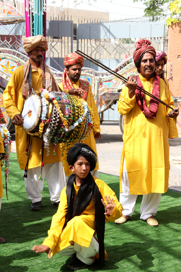 The Lohar Bhangra group was invited to dance at the event. PHOTO: AYESHA MIR/EXPRESS