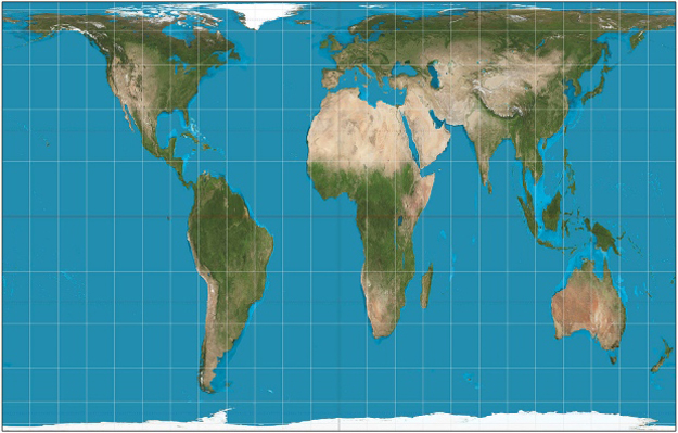 The replacement map shows countriesâ true proportions to one another. Created by German historian Arno Peters and introduced to the world in 1974, the Peters Projection map has been adopted for use by the United Nations. PHOTO: Wikimedia Commons