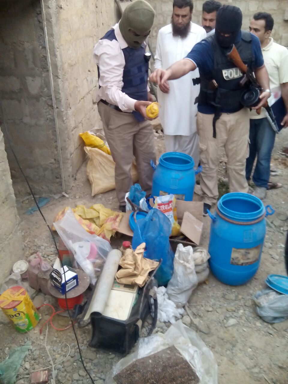 Officials recovered a huge cache of arms and explosives, including a suicide jacket. PHOTO: COURTESY CTD 