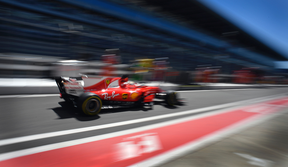 Ferrari's German driver Sebastian Vettel steers his car during the first practice session of the Formula One Russian Grand Prix at the Sochi Autodrom circuit in Sochi. PHOTO: AFP