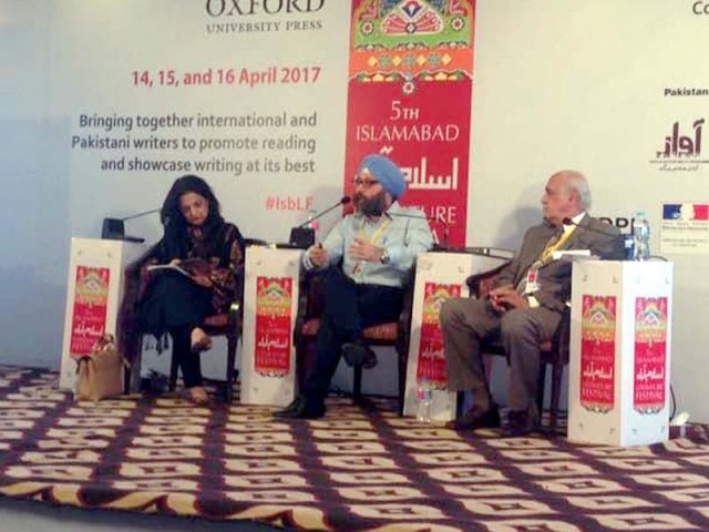 Amardeep Singh speaks at a session at ILF. PHOTO: EXPRESS